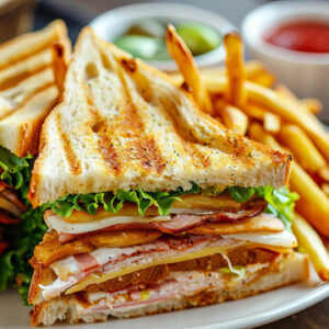 Feaster Club Sandwich with Fries